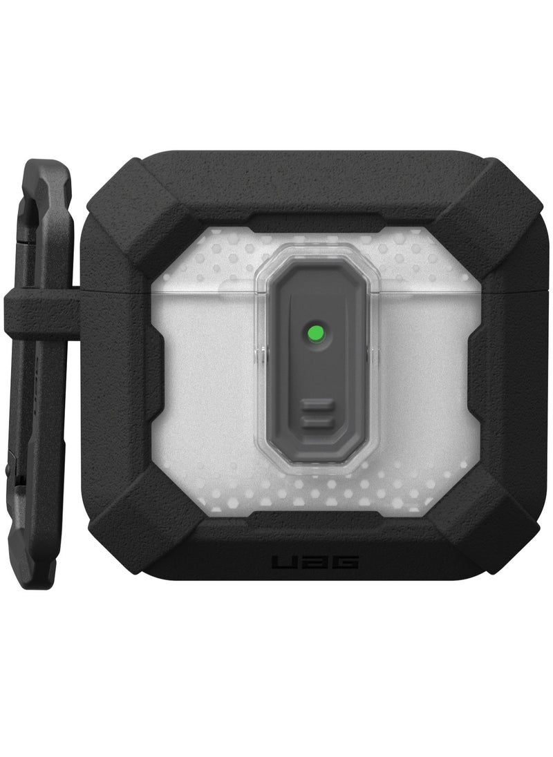 UAG Plasma AirPods 4 Case Cover Rugged Hard Shell Mil Grade with Secure Lock & Carabiner - Black