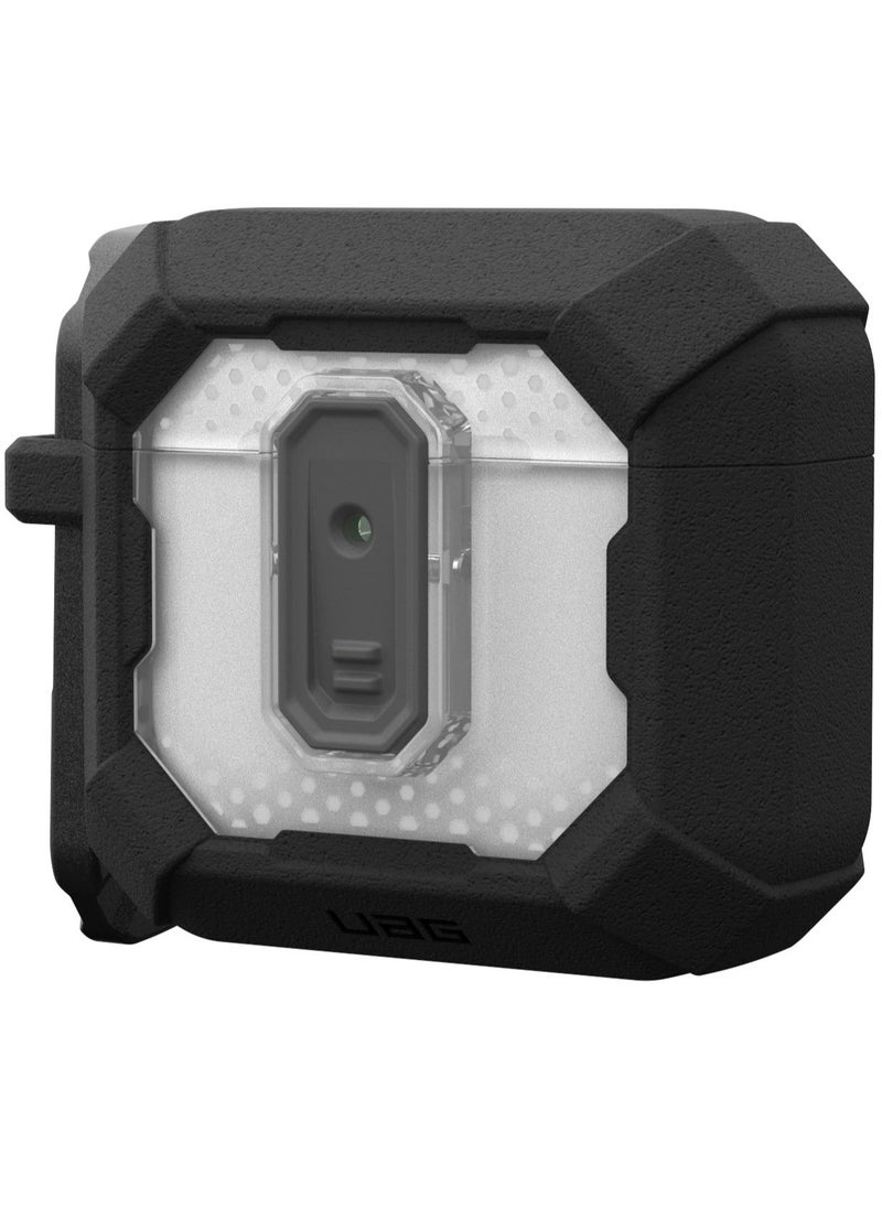 UAG Plasma AirPods 4 Case Cover Rugged Hard Shell Mil Grade with Secure Lock & Carabiner - Black