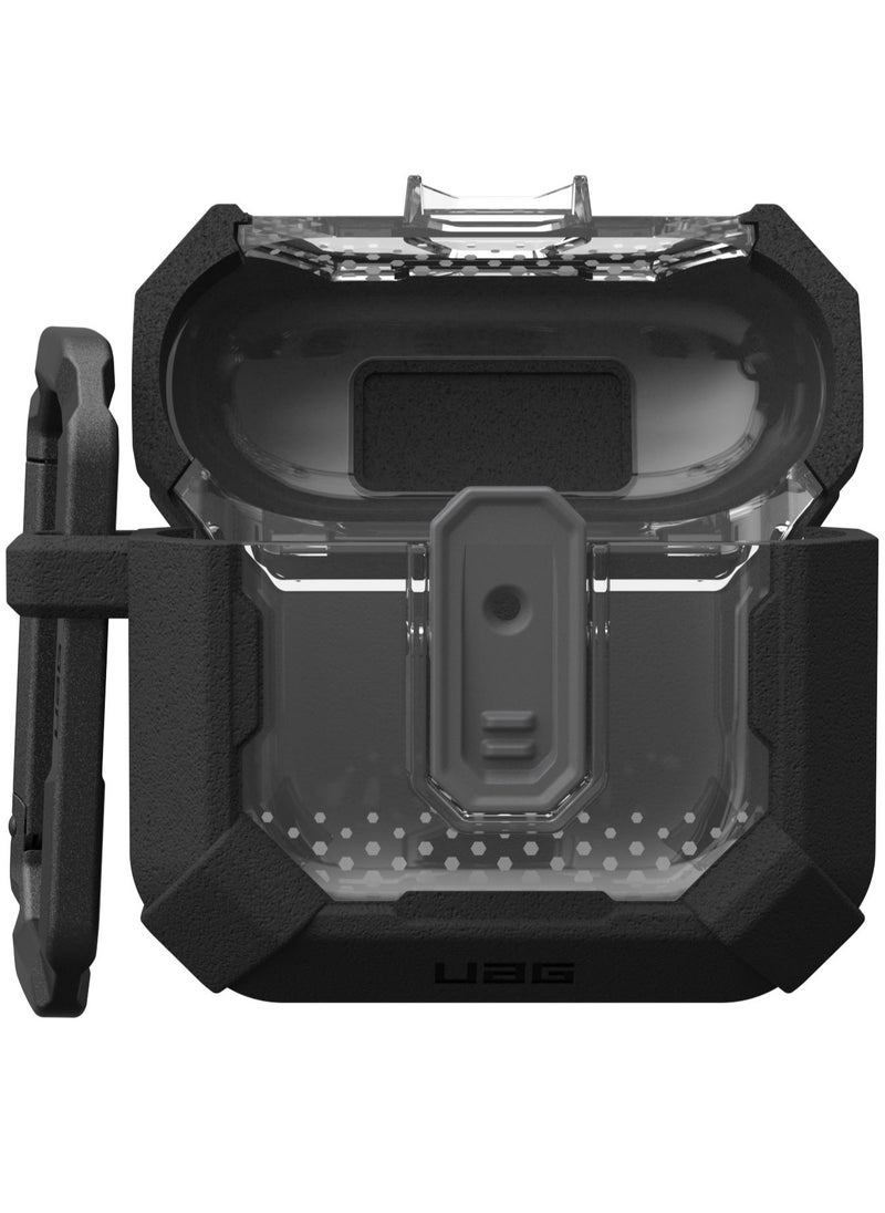 UAG Plasma AirPods 4 Case Cover Rugged Hard Shell Mil Grade with Secure Lock & Carabiner - Black