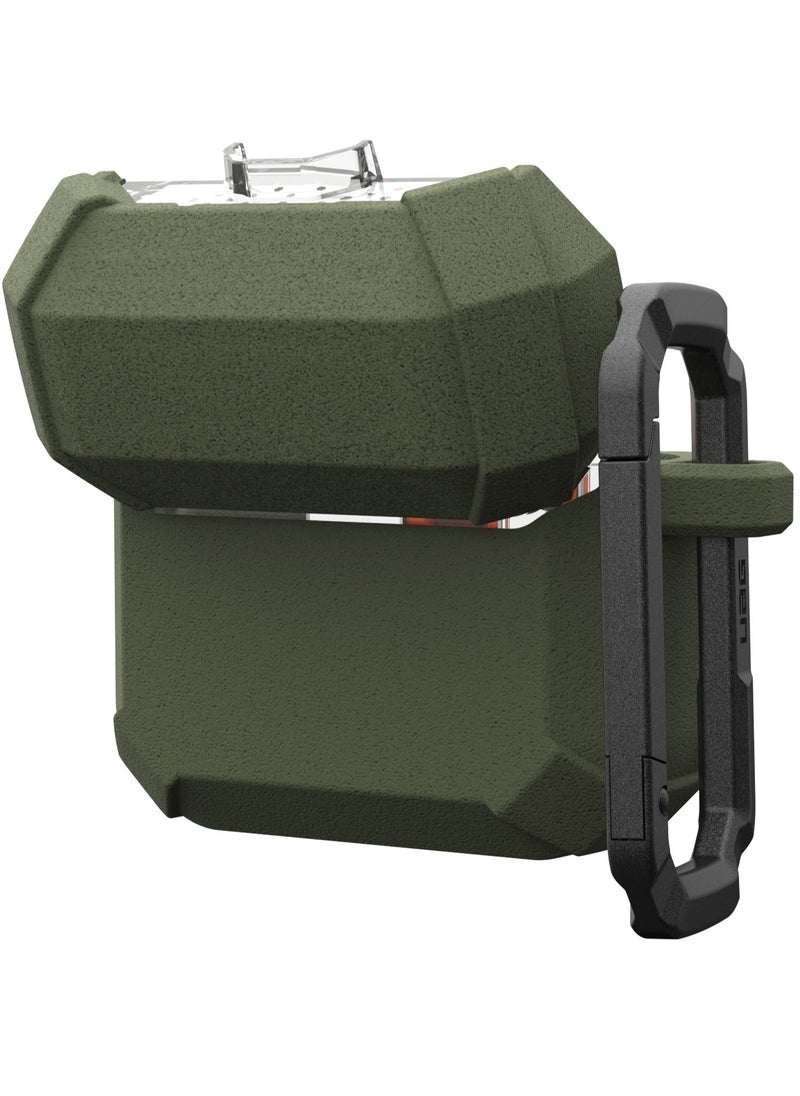 UAG Plasma AirPods 4 Case Cover Rugged Hard Shell Mil Grade with Secure Lock & Carabiner - Olive Drab