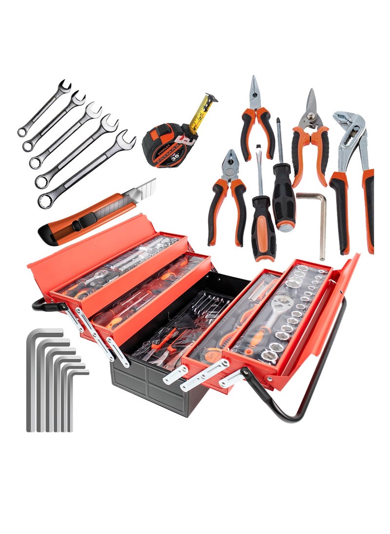 85 Pcs Complete Tool Box Metal Portable Manual Spare Parts Kit Tool Kit