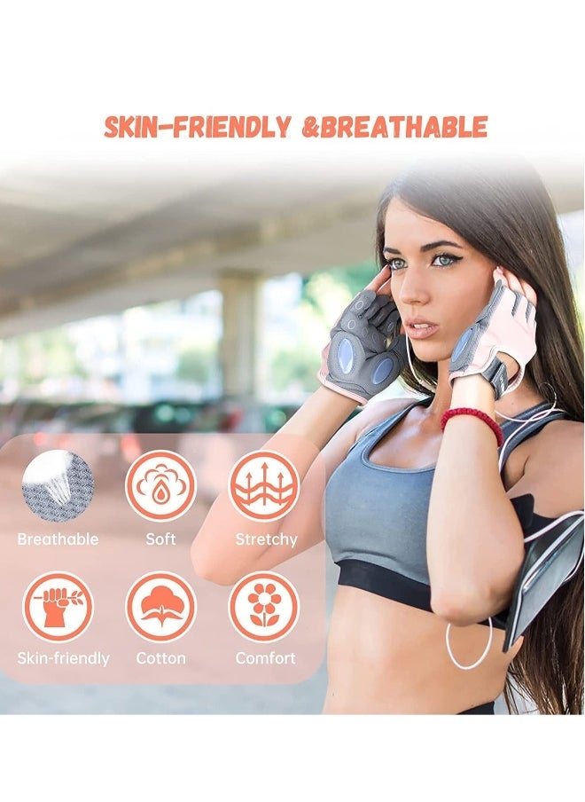Gym Weight Lifting Workout Gloves for Women Padded Extra Grip Palm Protection Breathable for Exercise Weightlifting Training Fitness Cycling Hanging Pull ups(One size)