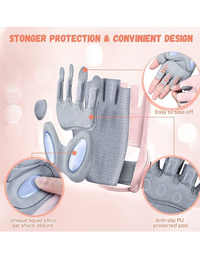 Gym Weight Lifting Workout Gloves for Women Padded Extra Grip Palm Protection Breathable for Exercise Weightlifting Training Fitness Cycling Hanging Pull ups(One size)