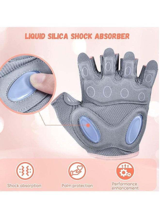 Gym Weight Lifting Workout Gloves for Women Padded Extra Grip Palm Protection Breathable for Exercise Weightlifting Training Fitness Cycling Hanging Pull ups(One size)