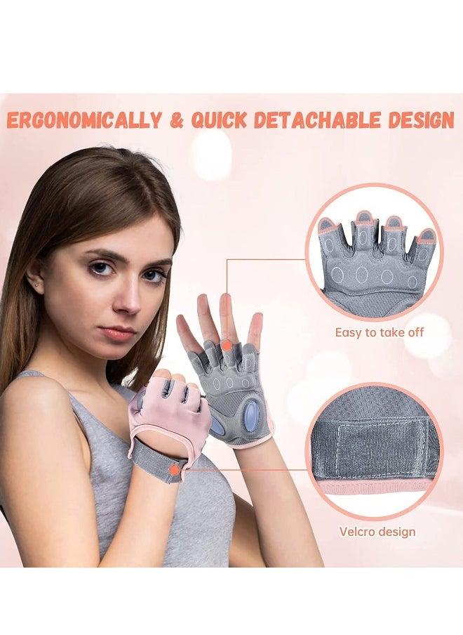 Gym Weight Lifting Workout Gloves for Women Padded Extra Grip Palm Protection Breathable for Exercise Weightlifting Training Fitness Cycling Hanging Pull ups(One size)