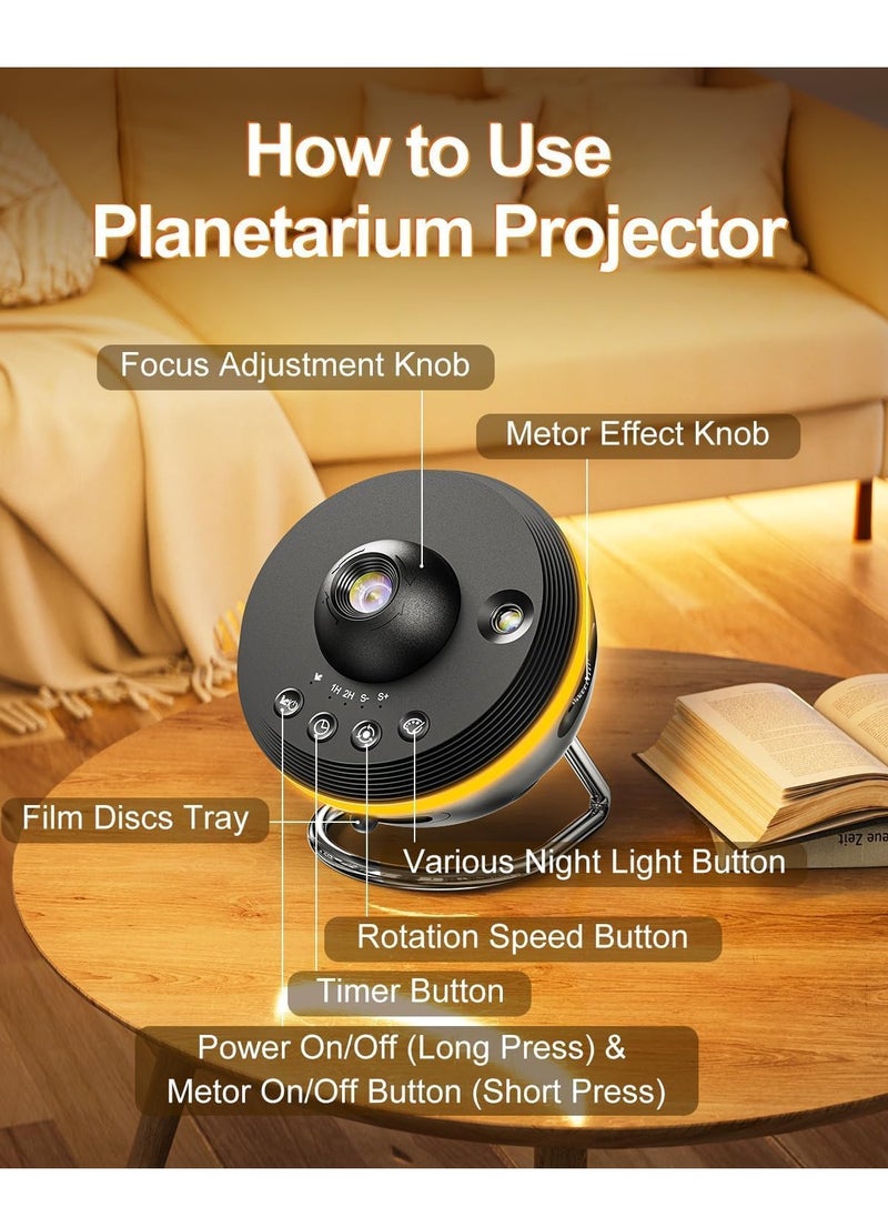 Galaxy Projector for Bedroom, 12-in-1 Star Projector Galaxy Light, HD Nebula Night Light Planetarium Projector with Timer, LED Space Galaxy Lamp for Adults, Kids, and Children – Perfect for Relaxation, Sleep, and Home Décor