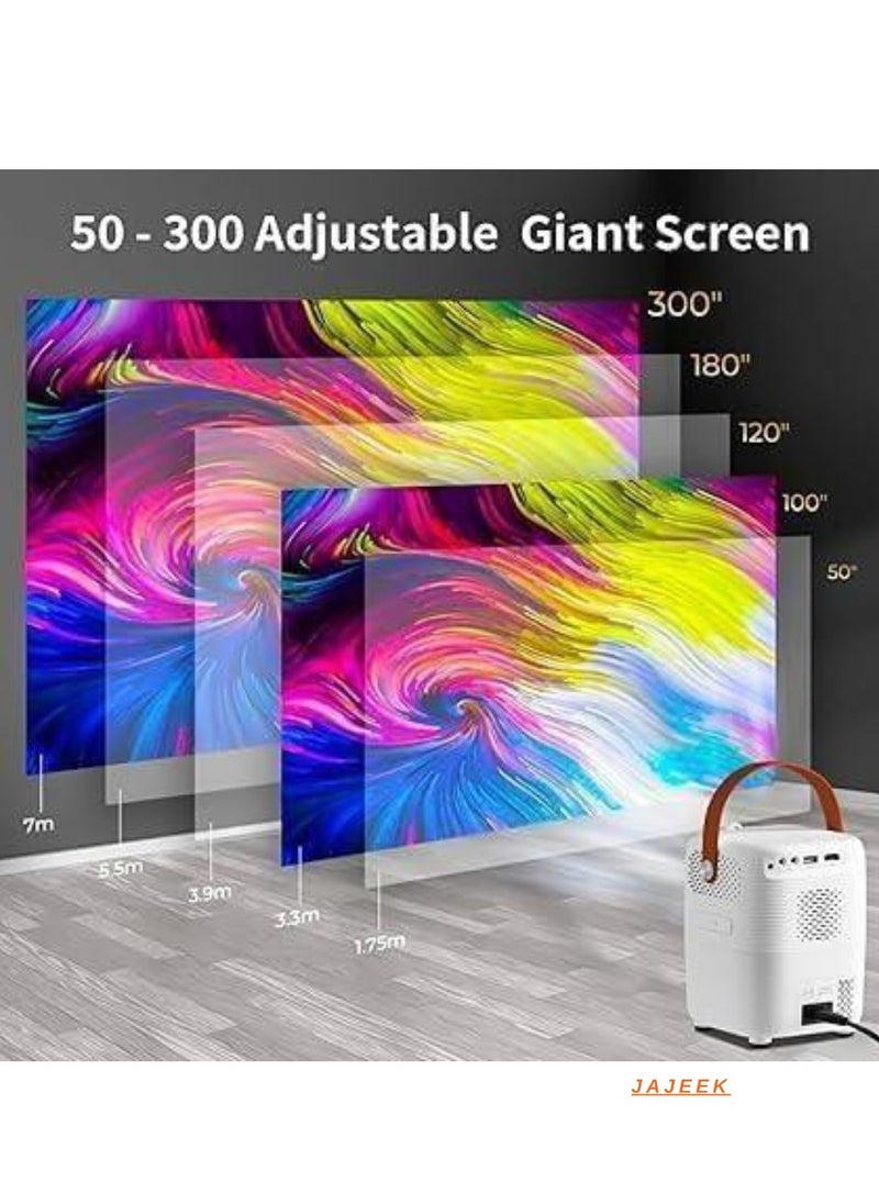 Q2 Android HDMI Video Projector – 5G WiFi, Bluetooth, Full HD Resolution, 5M Projection Distance, Portable Outdoor Movie Projector for Home Cinema, Parties, and More