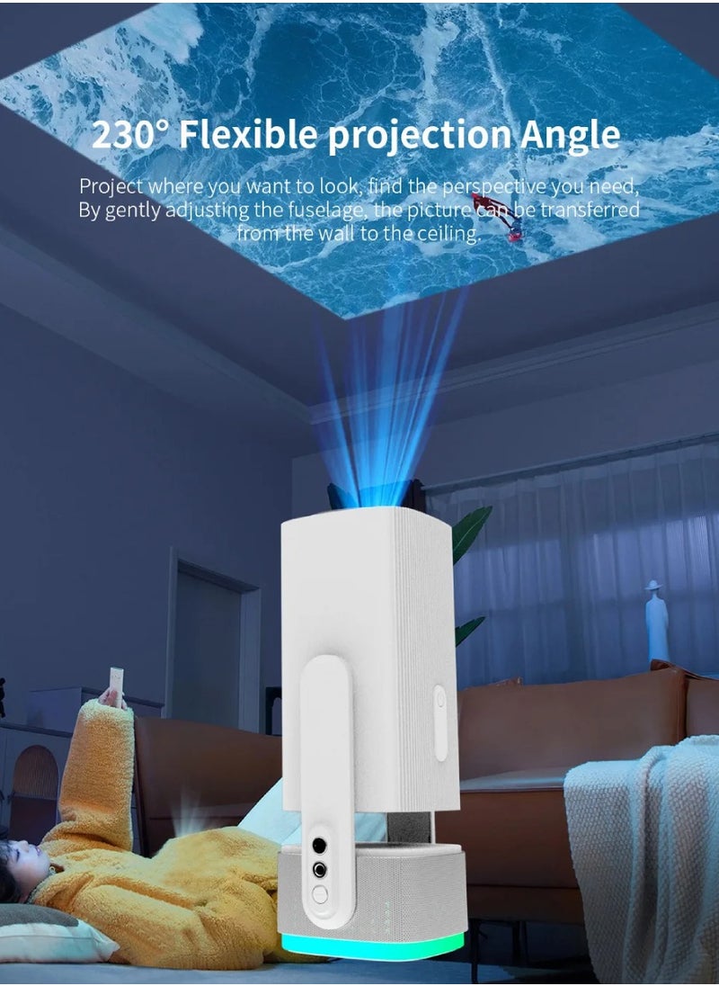 K2 Smart Projector 4K Mini Projector Auto Keystone Correction Portable Projector 5000 Lumens Android11 ​​Built-in 5200mAh Battery Mobile Power Support WIFI Bluetooth 5.2 Auto Focus HD Smart Projector 150 Inches Screen Display Lamp 4K Cinema Projector 230 Degree Rotating White