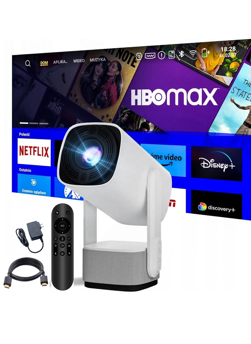 K2 Smart Projector 4K Mini Projector Auto Keystone Correction Portable Projector 5000 Lumens Android11 ​​Built-in 5200mAh Battery Mobile Power Support WIFI Bluetooth 5.2 Auto Focus HD Smart Projector 150 Inches Screen Display Lamp 4K Cinema Projector 230 Degree Rotating White