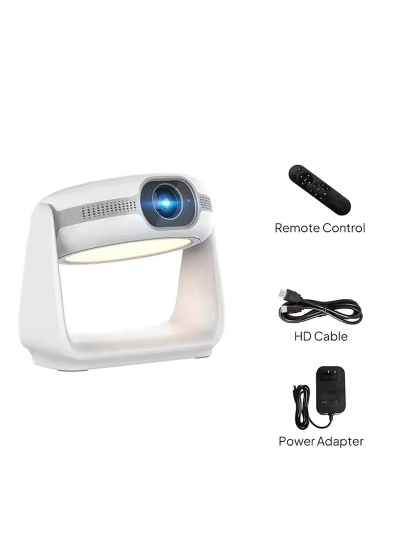 K1 Smart Projector 4K Mini Projector Auto Keystone Correction Portable Projector 380 ASNI Lumens Android11 ​​Built-In Battery 5G WIFI 5 Bluetooth Auto Focus HD 1080P Smart Projector 180 Inches Screen Display Lamp 4K Cinema Projector 230 Degree Rotating With Desk Lamp Light White