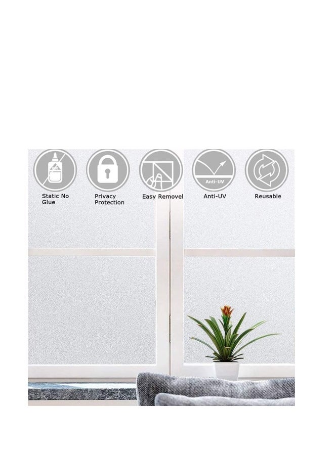 Frosted Window Film Privacy, Frosted Non Adhesive Window Stickers, Anti UV Opaque Removable Static Cling Glass Coverings for Home Kitchen Bathroom Office, Matte