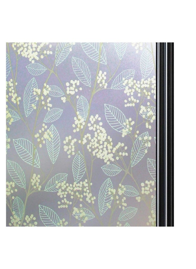 Privacy Window Film, 3D Leaf Pattern Decorative Static Cling Window Non-Adhesive Anti UV Static Cling Glass Film Protection for Home Kitchen Bedroom 45 x 200 cm