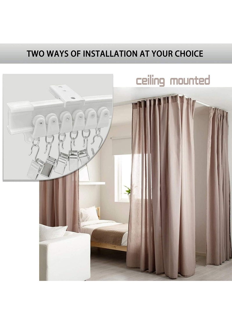 3M Ceiling Curtain Track, Flexible Bendable Drop Sliding Ceiling Curtain Track Room Divider Curved Ceiling Track System With Clips 9.81Ft Alloy Plastic Curtain Track Ceiling Wall Mount For Bay Window