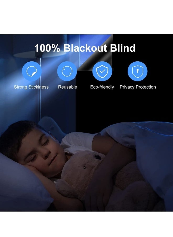 Blackout Blind, Portable Blackout Blinds Stick On Window No Drill, Blackout Material Blinds Blackout Curtains for Bedroom Nursery Loft Travel RV Car 300x145cm