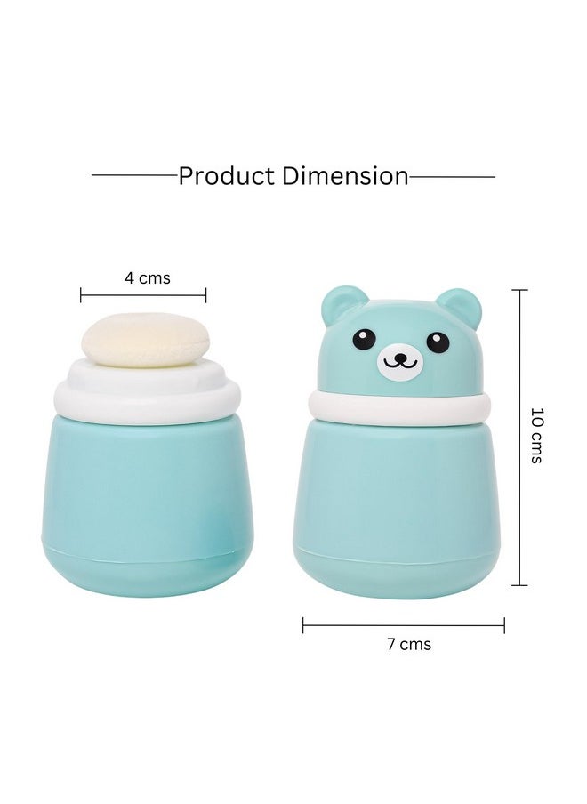 Baby Powder Puff | Baby Powder Puff With Box | Powder Puff With Box Holder Container | Powder Puff For Babies | Puff Powder Box (Panda-Blue),Pack Of 1