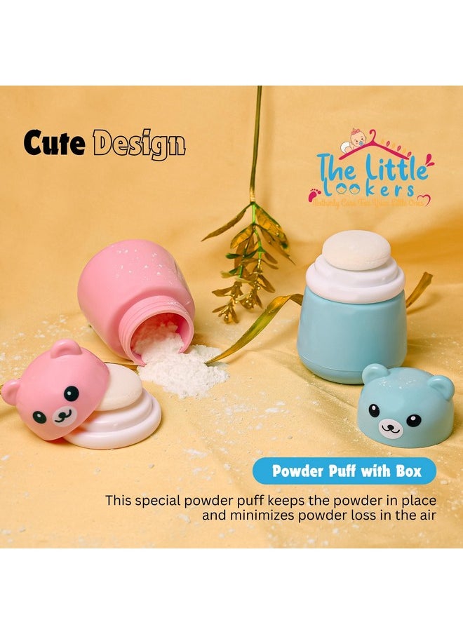 Baby Powder Puff | Baby Powder Puff With Box | Powder Puff With Box Holder Container | Powder Puff For Babies | Puff Powder Box (Panda-Blue),Pack Of 1