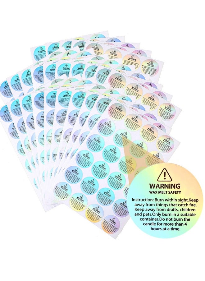 Holographic Candle Warning Labels, Candle Warning Labels for Soy Wax, Waterproof Candle Caution Stickers, for Candle Jars, Candle Tins Containers Making Supplies (360)