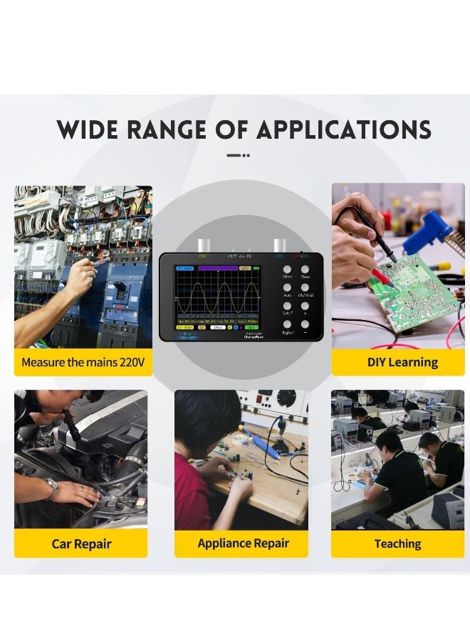 Oscilloscope - 2 Channel Handheld Digital Oscilloscope Kit, 50MSa/s Sampling Rate, 10MHz Bandwidth, Trigger Function Auto/Nomal/Single, Portable Automotive Oscilloscope