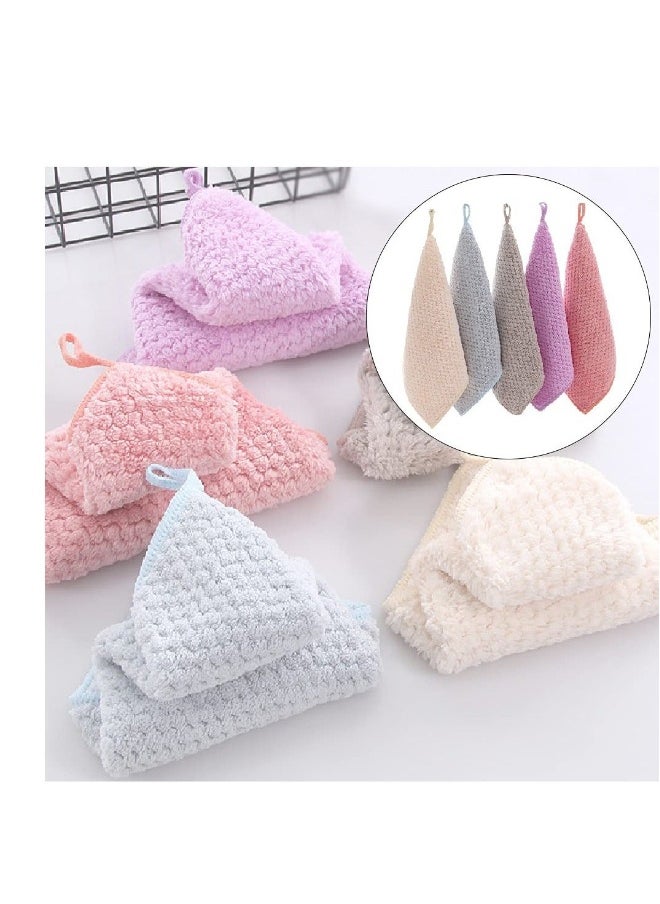 5-Piece Hand Towel With Loop Soft Fast Drying Hand Towel For Kitchen Square Thin Hanging Hand Towels With Hanging Small Dry Hand Towels For Kitchen Bathroom