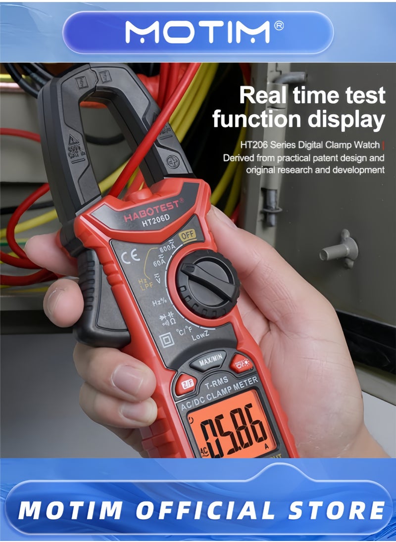 Digital Clamp Meter Multimeter 600A AC DC Current 6000 Counts Multimeter with Backlight NCV Voltmeter Ammeter Voltage Amp Hz Ohm Tester