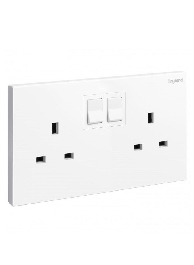 13A Switch Socket 2Gang Galion White