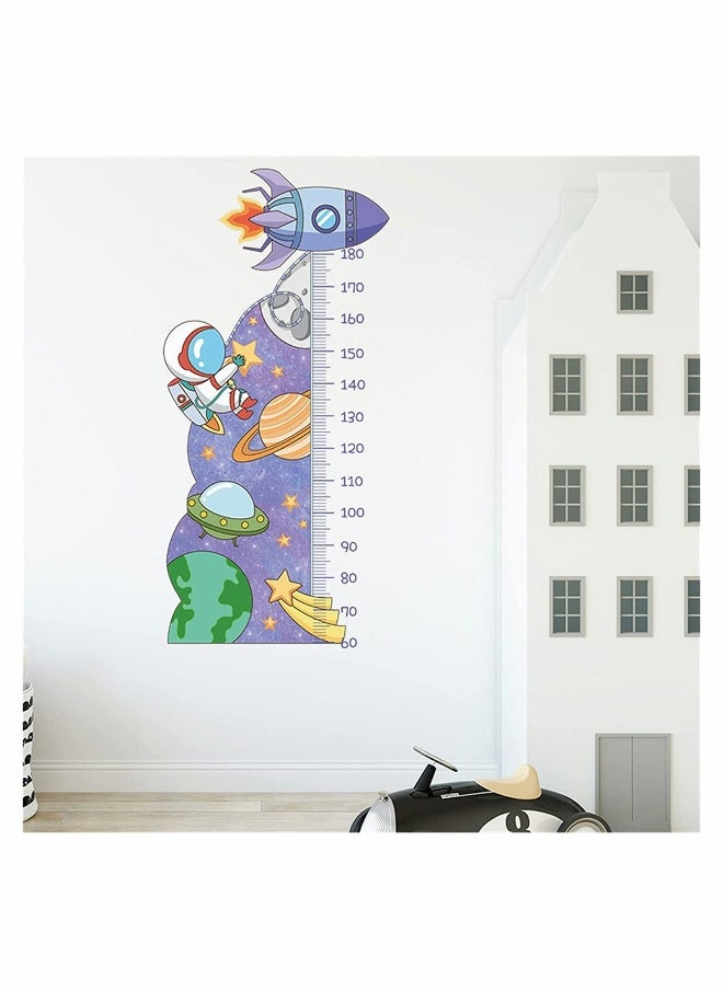 Kids Height Growth Chart Wall Stickers Outer Space Wall Decals Astronaut Kids Measuring Ruler Wallpaper Decals Peel and Stick for Kids Living Room Bedroom Wall Decor