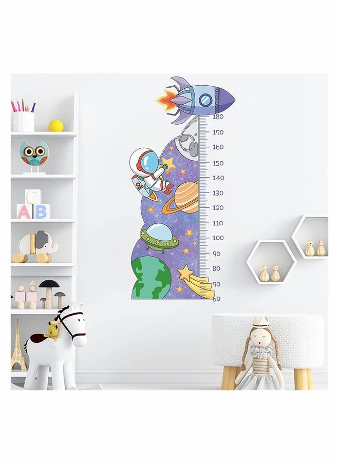 Kids Height Growth Chart Wall Stickers Outer Space Wall Decals Astronaut Kids Measuring Ruler Wallpaper Decals Peel and Stick for Kids Living Room Bedroom Wall Decor