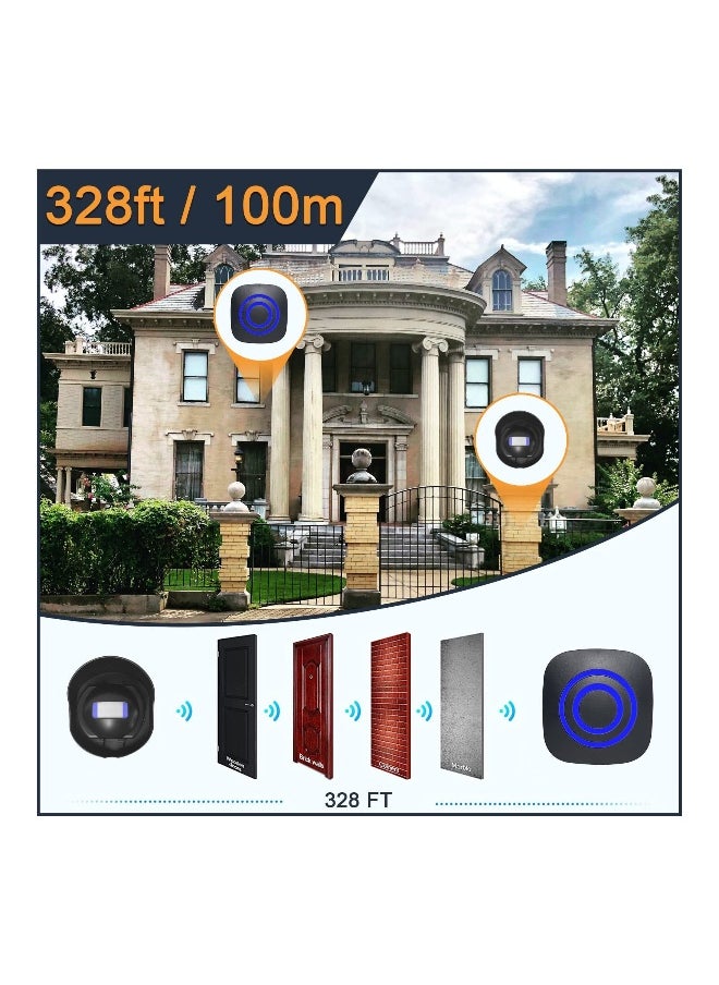 Wireless Motion Sensor Detect Alert, Home Security Driveway Alarm, Weatherproof Doorbell Detector Security Door Chime for Shop Store Office Home Front Door Entry