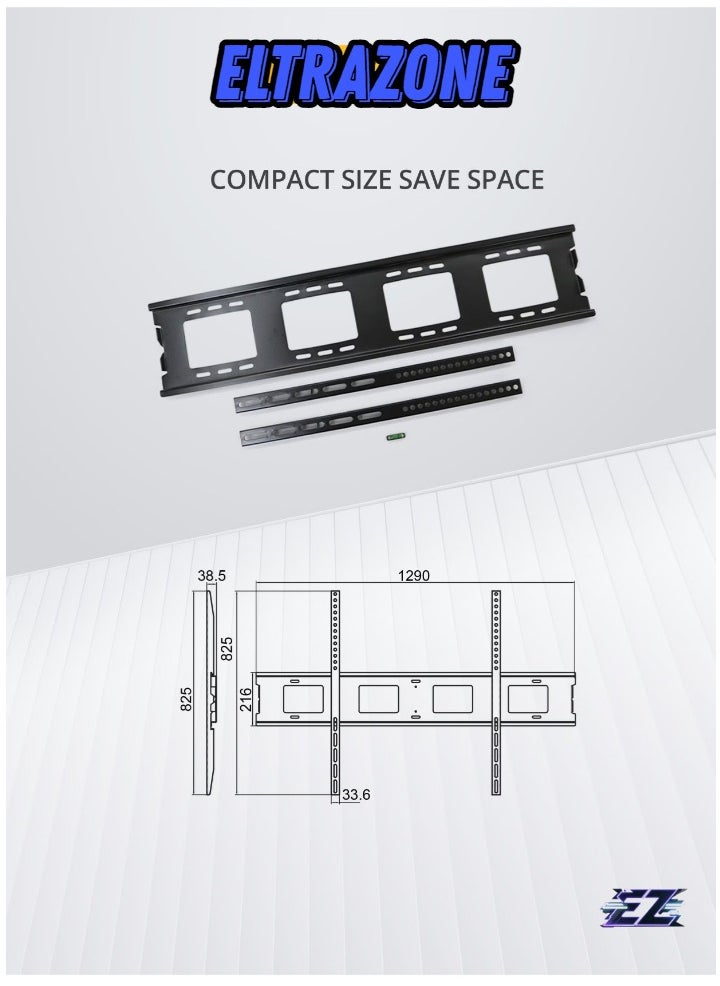 Heavy-Duty Fixed TV Wall Mount for 50”-120” Screens – VESA 900x800mm, 2.3mm Thickness, Sturdy Support for Large Flat Panel TVs Black