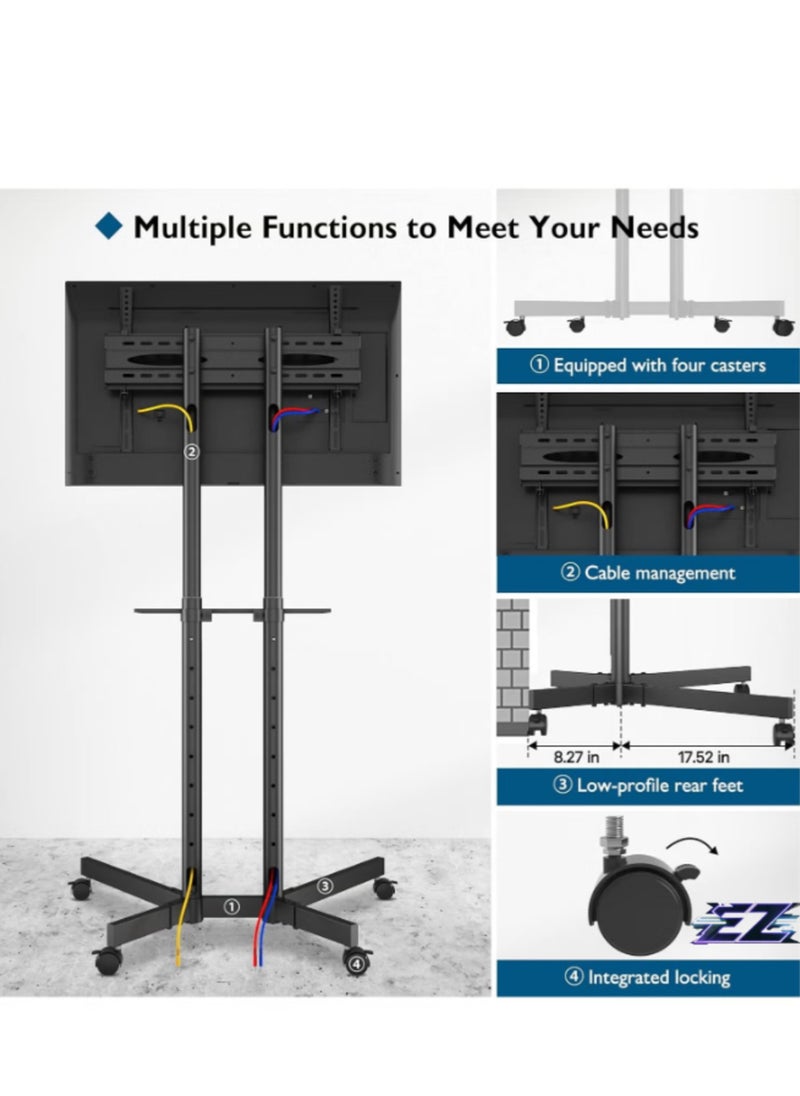 Mobile TV Stand Trolley Cart Mount – Exhibition Display for 32”-65” Plasma/LCD/LED TVs, Portable and Adjustable