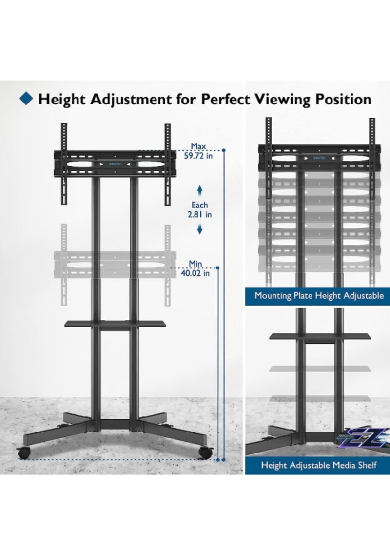 Mobile TV Stand Trolley Cart Mount – Exhibition Display for 32”-65” Plasma/LCD/LED TVs, Portable and Adjustable