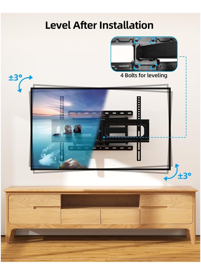 Swivel TV Wall Bracket for 32-75 Inch TVs – Full Motion TV Mount with ±60° Swivel, 5°/-15° Tilt, 132lbs/60kg Load Capacity, Max VESA 600x400mm, 15.2”/38.6cm Extendable Reach – HV6601