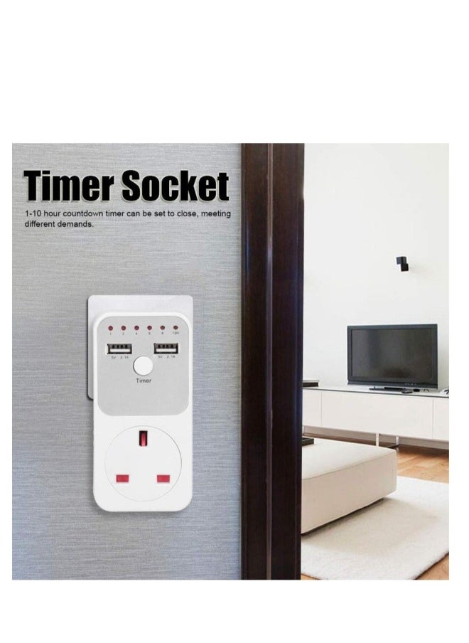 Countdown Timer Socket, USB Smart Digital Countdown Timer Socket, Programmable Switch Timer, Automatic Timer Switch, for Home Appliances, Computer Phone Charger (UK Plug)