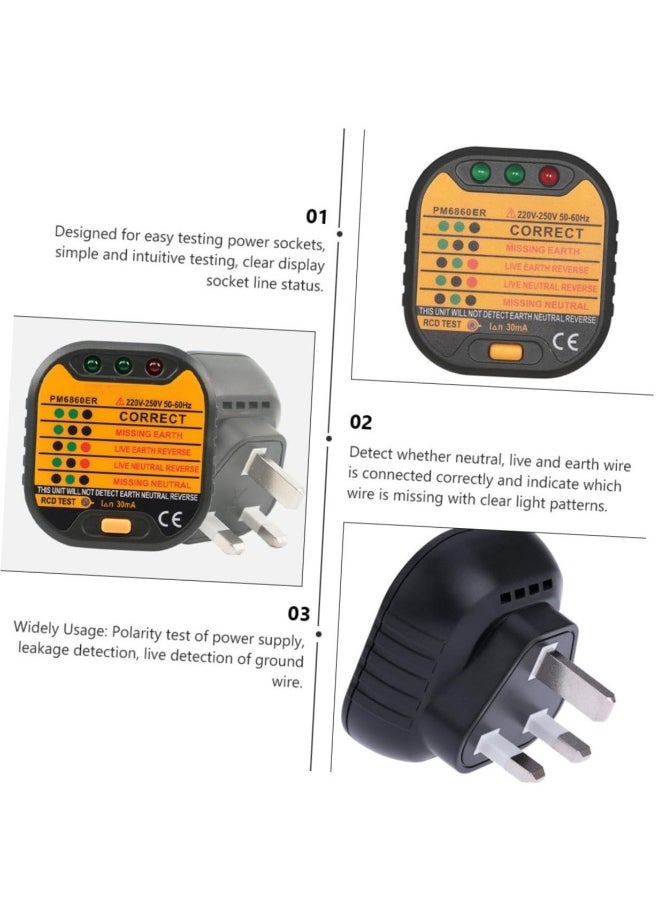 Outlet Tester, Electric Socket Tester, 220-250V Circuit Polarity Voltage Detector, UK Plug Circuit Tester, Socket Safety Plug Breaker, Outlet Line Ground Zero Detector