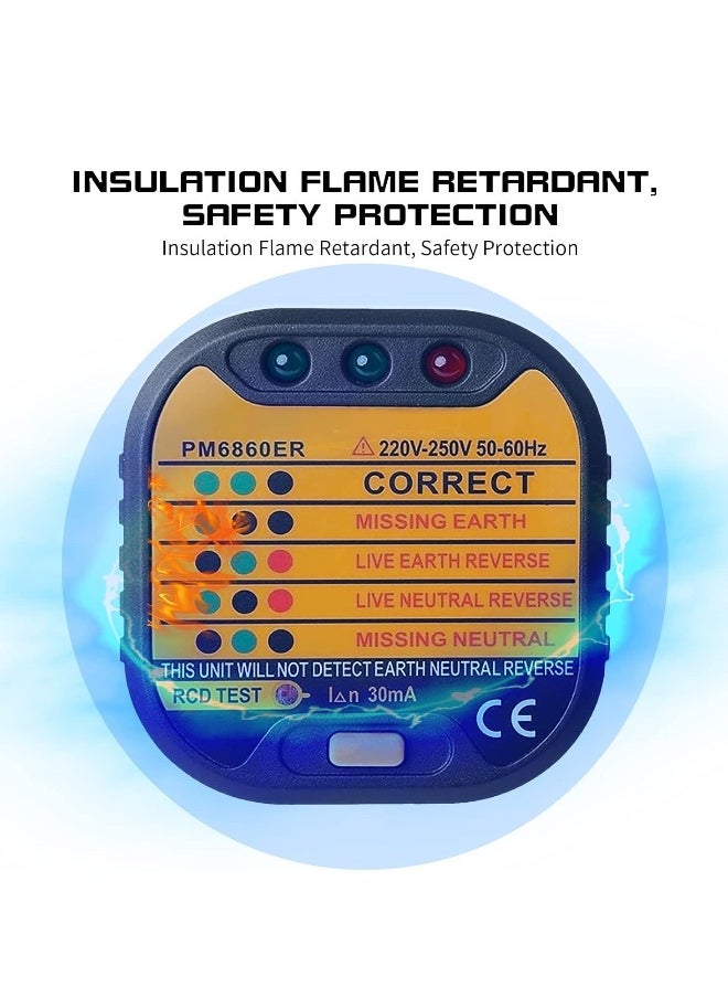 Outlet Tester, Electric Socket Tester, 220-250V Circuit Polarity Voltage Detector, UK Plug Circuit Tester, Socket Safety Plug Breaker, Outlet Line Ground Zero Detector