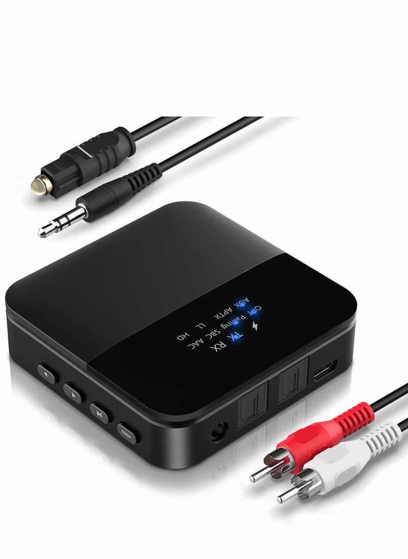 Bluetooth 5.0 Transmitter Receiver, Bluetooth Audio Adapter Digital Optical 3.5mm Audio Cable for TV/Home Stereo System Low Latency,HD