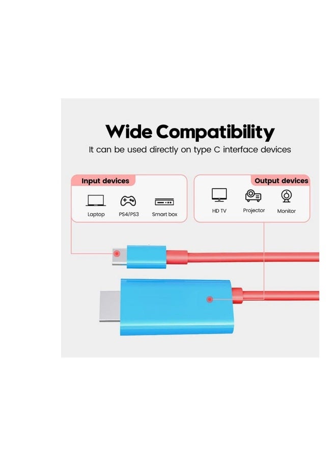 Portable Switch Dock   USB Type C to HDMI Conversion Cable for TV Docking Mode on Nintendo Switch, Steam Deck, Samsung Dex Station, and S21S20Note20TabS7 4K for Travel