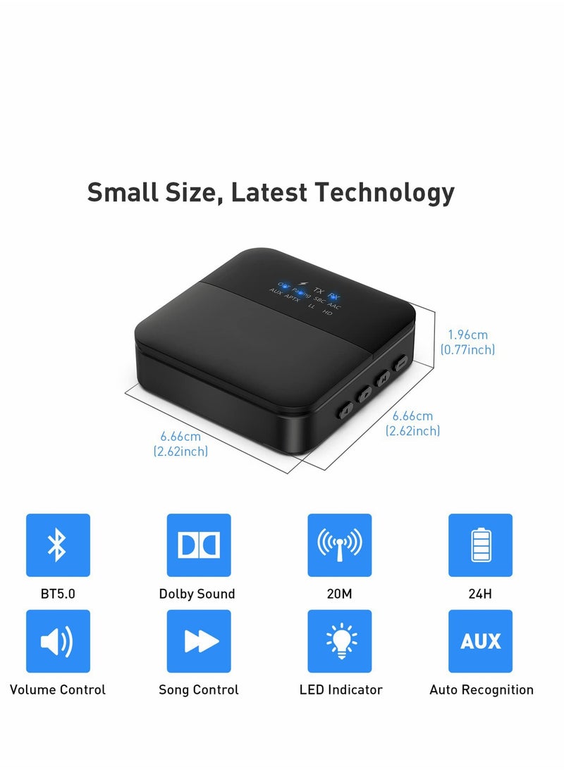 Bluetooth 5.0 Transmitter Receiver, Bluetooth Audio Adapter Digital Optical 3.5mm Audio Cable for TV/Home Stereo System Low Latency,HD