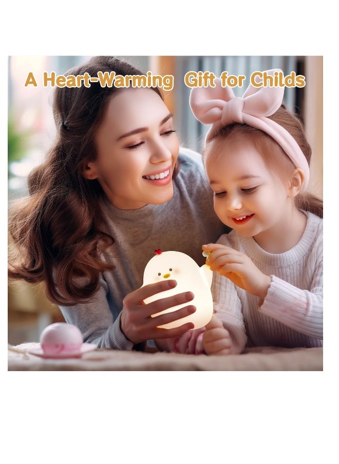 Night light for Kids, Chicken Cute Night Light for Toddler 1-3, Kids Night Light for Room, Bedroom, Bedside, Silicone Soft Lamp with 30 Min Timer and Auto Off, Ideal Gift