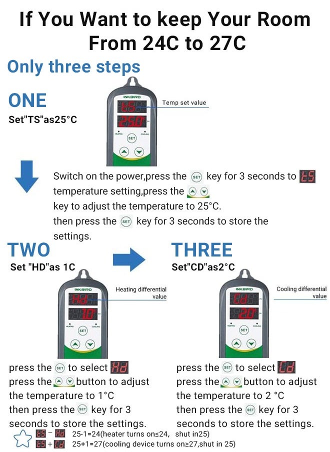 INKBIRD Temperature Controller ITC-308 Digital Heating and Cooling Thermostat for Home Brew Greenhouse Heater Heat Mat Tube Heater Reptile Vivarium