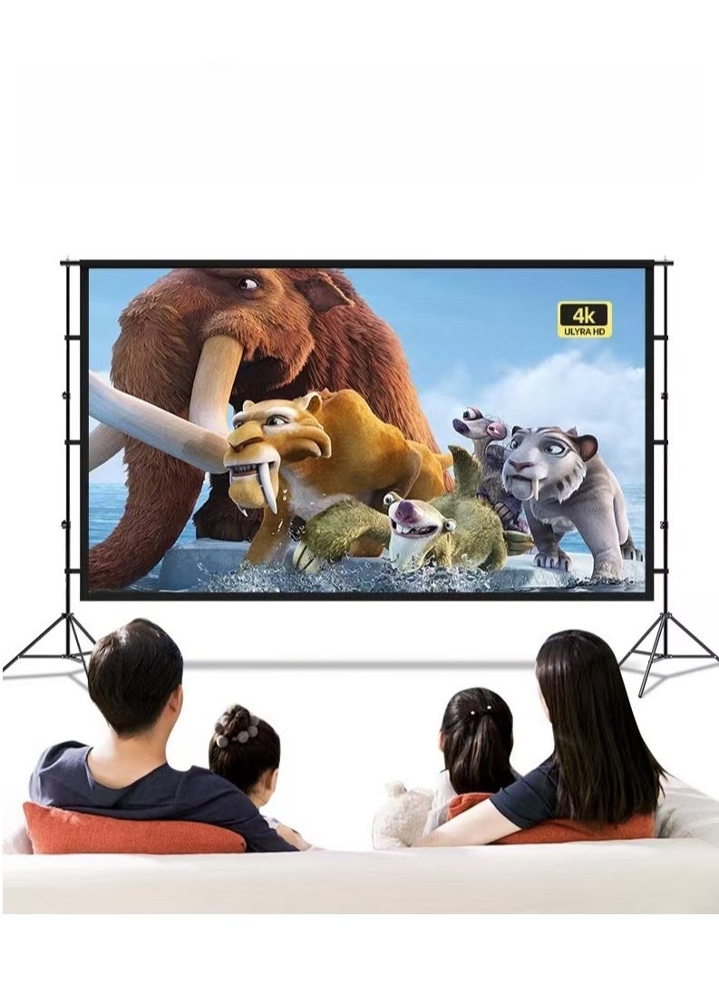 Projector Screen Outdoor Movie Screen 84 Inch Upgrade Portable Projection Screen with 2.1M Retractable Strut 4K HD Projection Movie Screen for Indoor Outdoor(186*105cm)