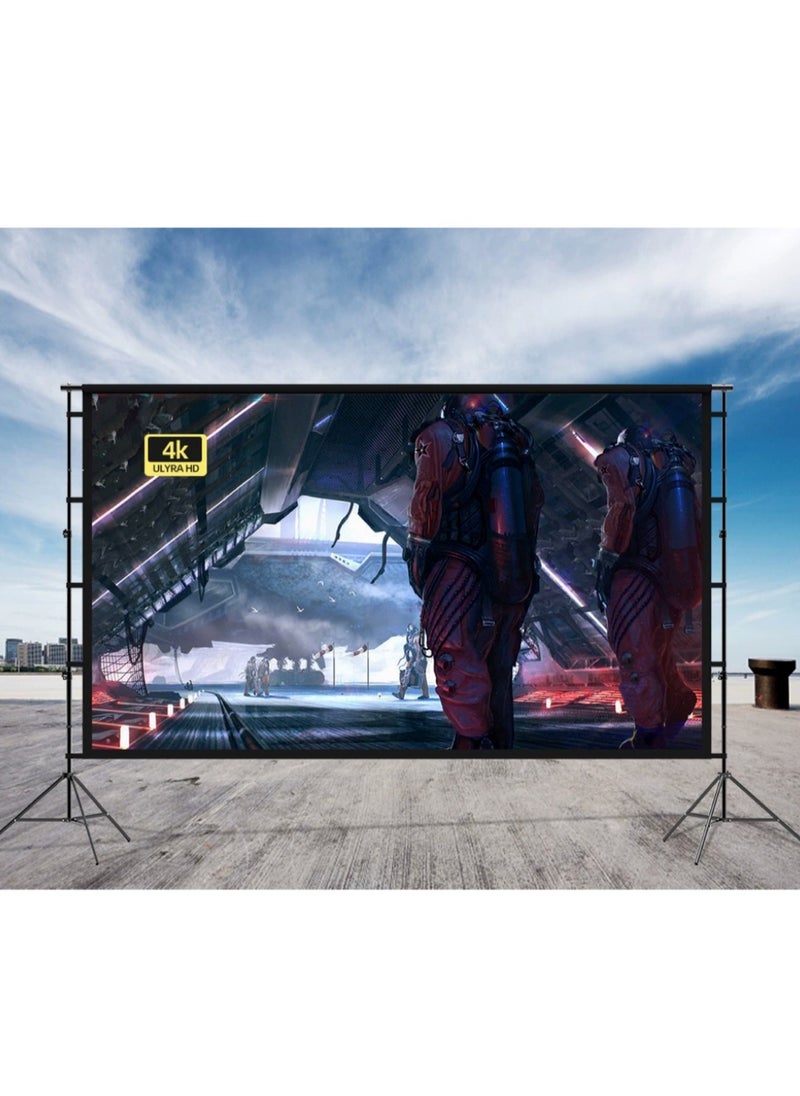 Projector Screen Outdoor Movie Screen 84 Inch Upgrade Portable Projection Screen with 2.1M Retractable Strut 4K HD Projection Movie Screen for Indoor Outdoor(186*105cm)