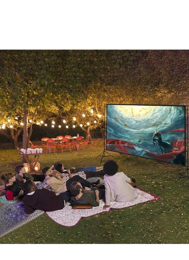 Projector Screen Outdoor Movie Screen 120 Inch Upgrade Portable Projection Screen with 2.6M Retractable Strut 4K HD Projection Movie Screen for Indoor Outdoor(265*148cm)