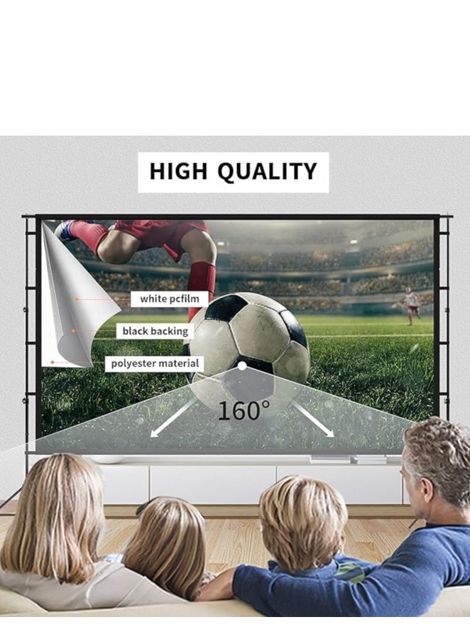 Projector Screen Outdoor Movie Screen 100 Inch Upgrade Portable Projection Screen with 2.1m Retractable Strut 4K HD Projection Movie Screen for Indoor Outdoor(221*125cm)