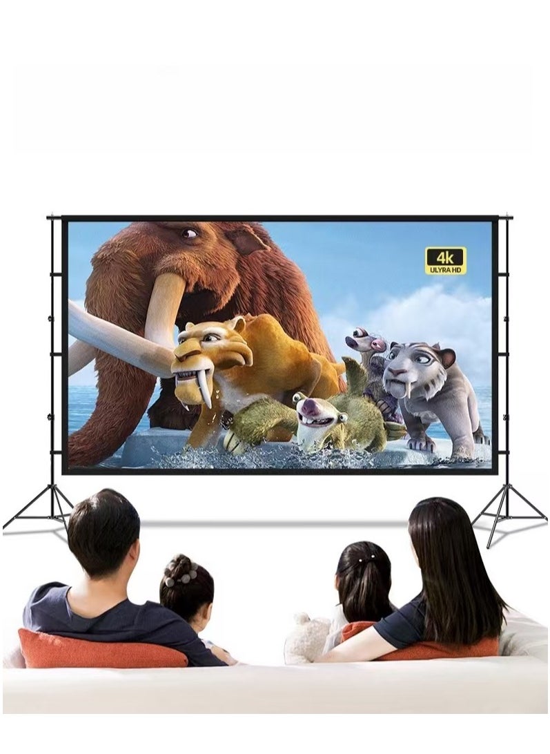 Projector Screen Outdoor Movie Screen 100 Inch Upgrade Portable Projection Screen with 2.1m Retractable Strut 4K HD Projection Movie Screen for Indoor Outdoor(221*125cm)