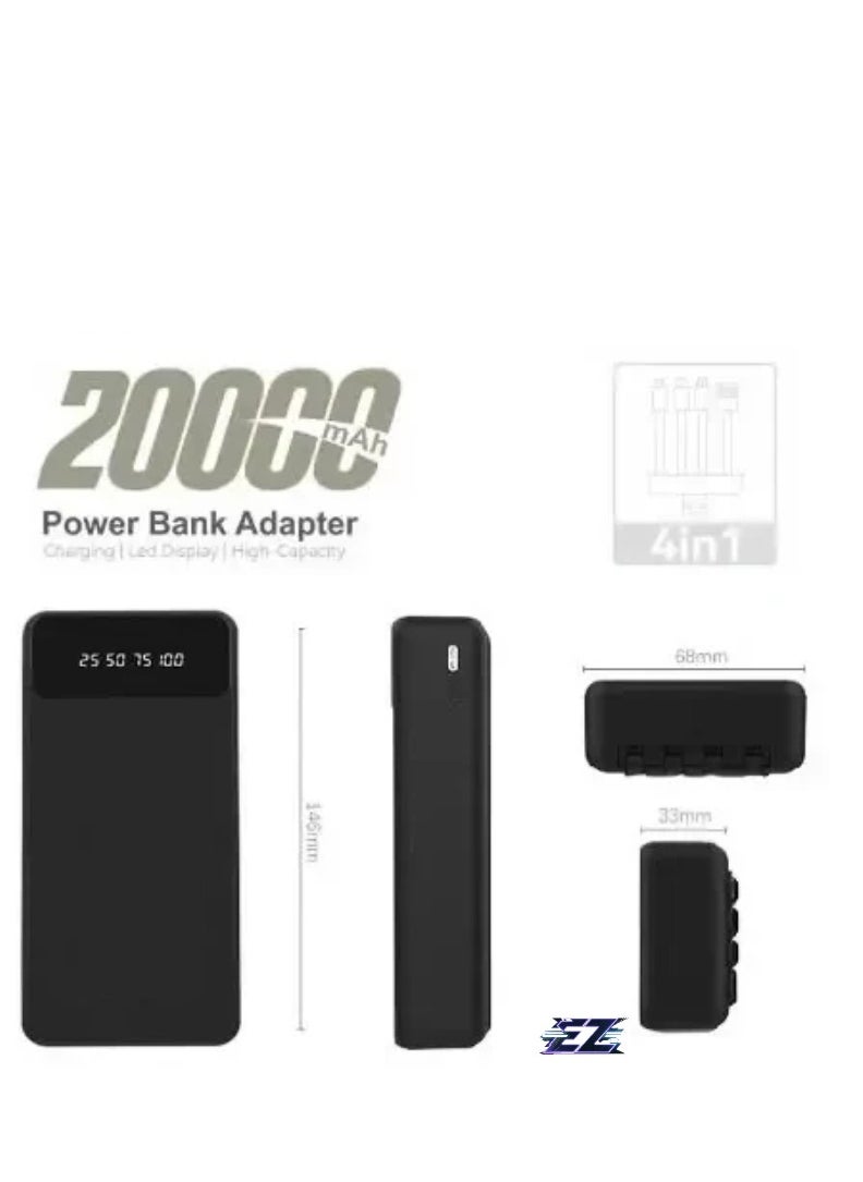 Power Bank 20000mAh with High Capacity, Dual USB Ports, Fast Charging, LED Display – Portable External Battery Pack for Smartphones, Tablets, and More