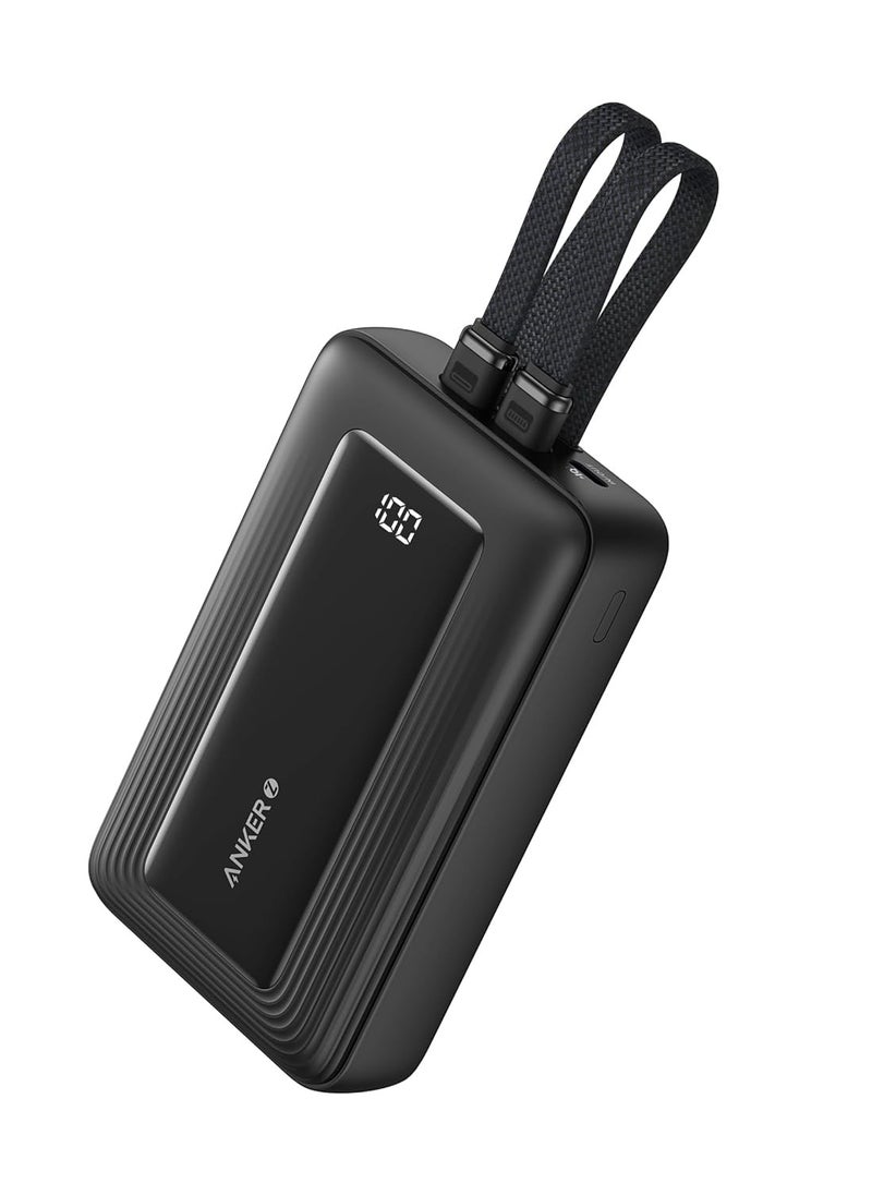 Anker Zolo Power Bank, 20,000mAh 30W Max Fast Portable Charger with Built-in USB-C and MFi Certified Lightning Cables, 1 USB-C, 1 USB-A, Battery Pack for iPhone 16/15/14 Series, Galaxy, and more