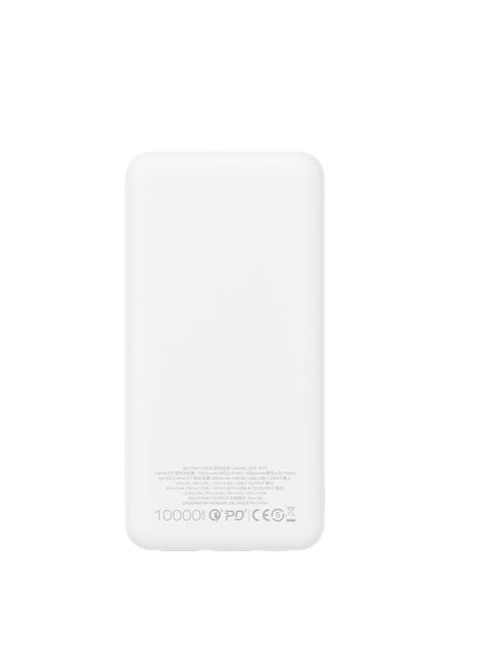 iPower PD 10000mAh Fast Charging Portable Battery Pack (White) – High-Capacity Power Bank, Quick Charge for Smartphones, Tablets, Laptops, and More, Compact Design, USB-C and USB-A Ports, Lightweight, Travel-Friendly