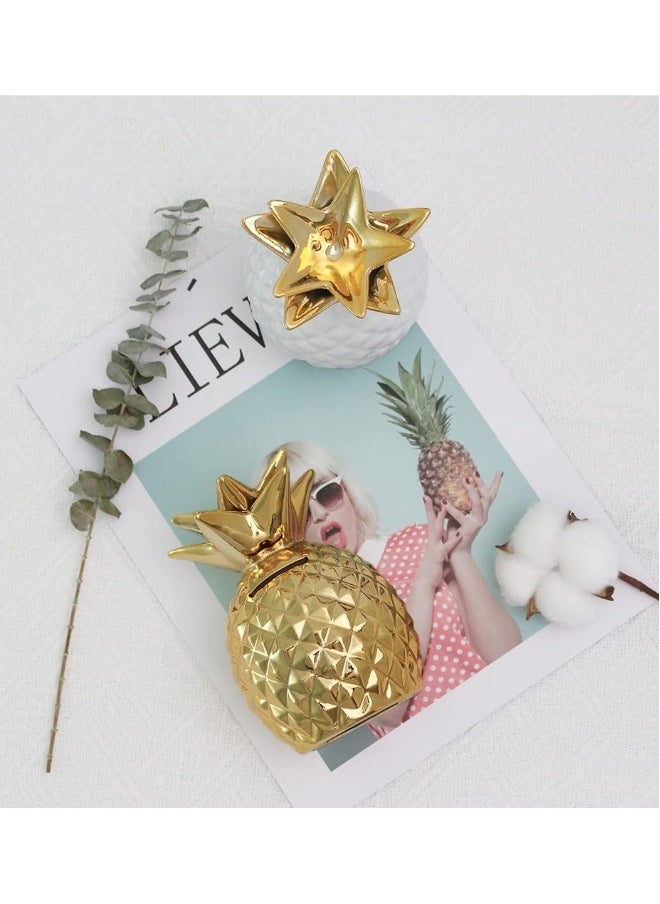 Gold Pineapple Coin Piggy Bank Decorative Ceramic Pineapples Shaped Cans  Girls Piggy Bank for Pineapple Theme Party Decor Girls Kid's Children Adults Birthday Gifts