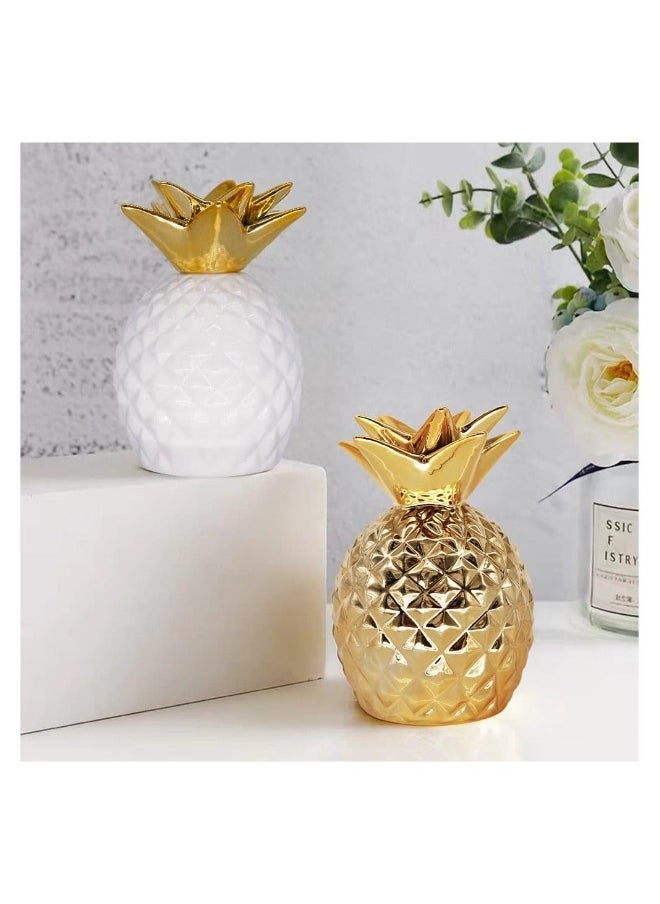 Gold Pineapple Coin Piggy Bank Decorative Ceramic Pineapples Shaped Cans  Girls Piggy Bank for Pineapple Theme Party Decor Girls Kid's Children Adults Birthday Gifts